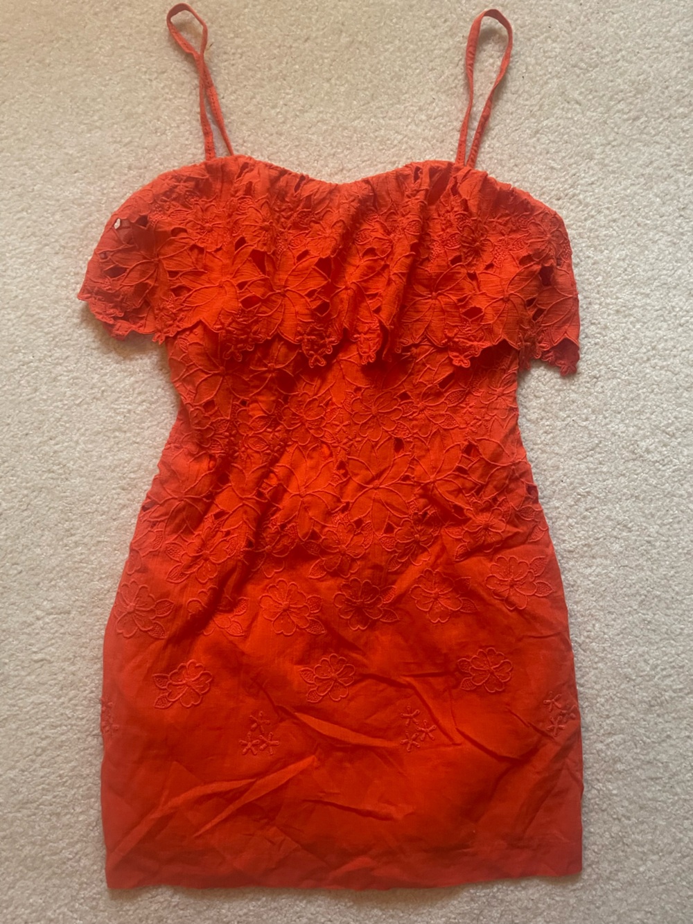 Free People Orange Floral Lace Mini Dress